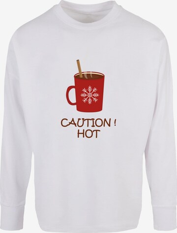 T-Shirt 'Caution Hot' Merchcode en blanc : devant