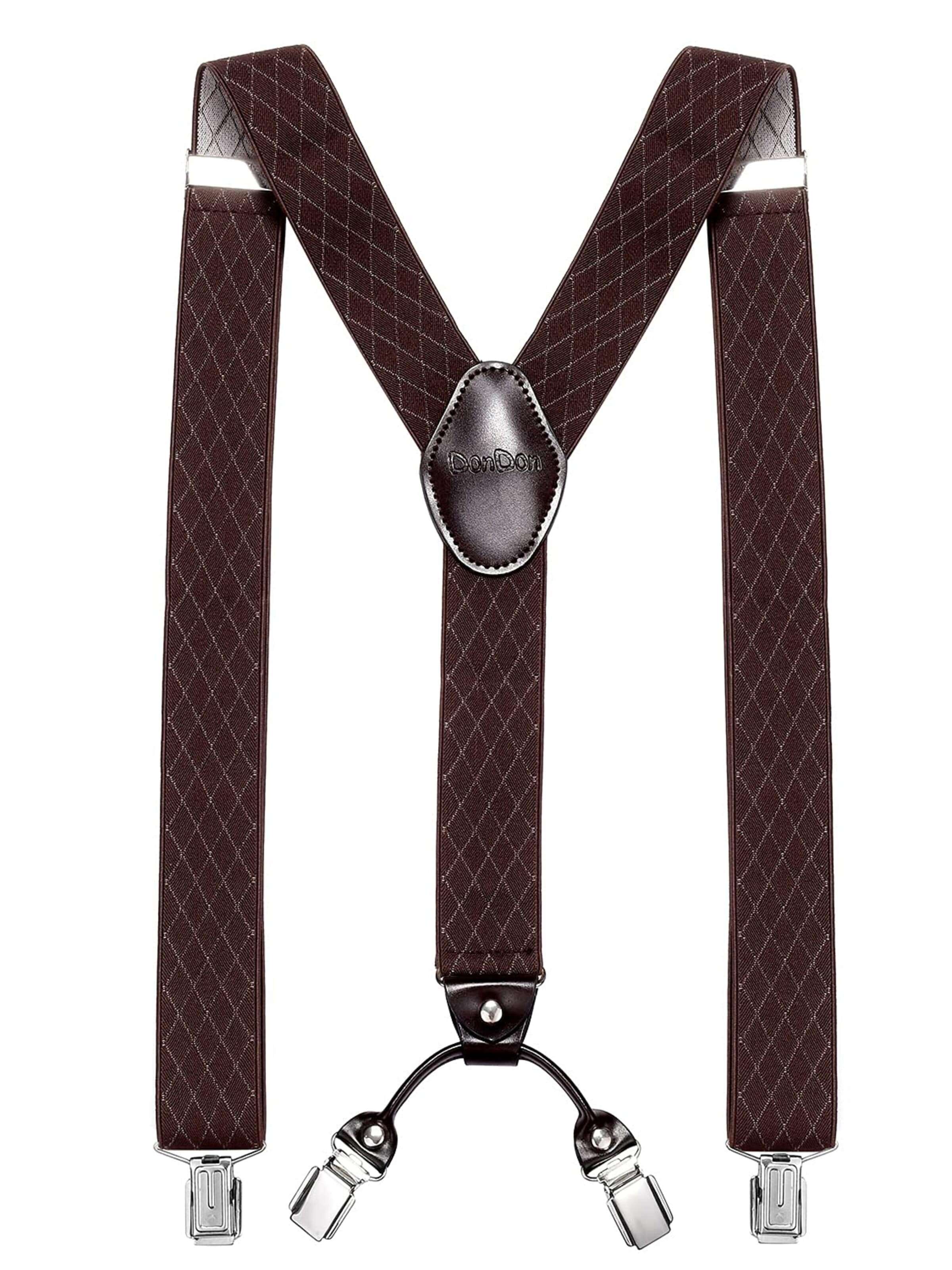 DonDon Suspenders in Brown: front