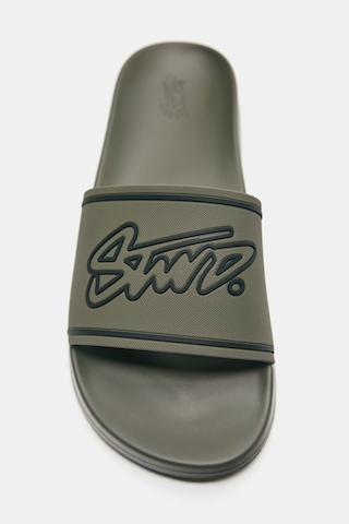 Pull&Bear Pantolette 'STWD' in Grün