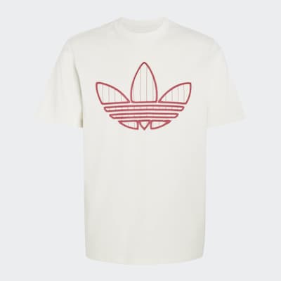ADIDAS ORIGINALS Футболка 'Trefoil Infill' в размере XL в Цвет экрю / Красный, Обзор товара