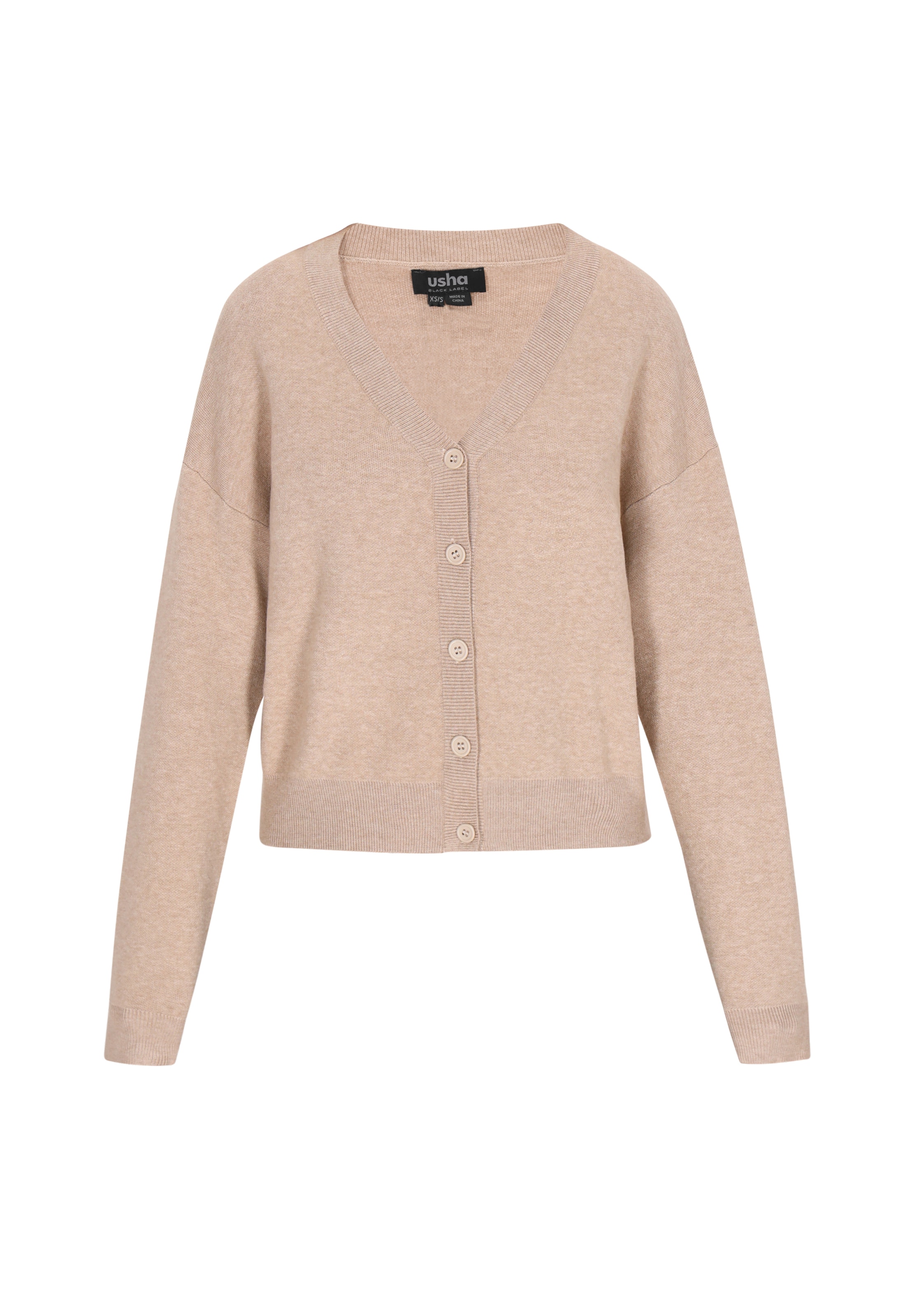 usha BLACK LABEL Knit cardigan in Beige: front