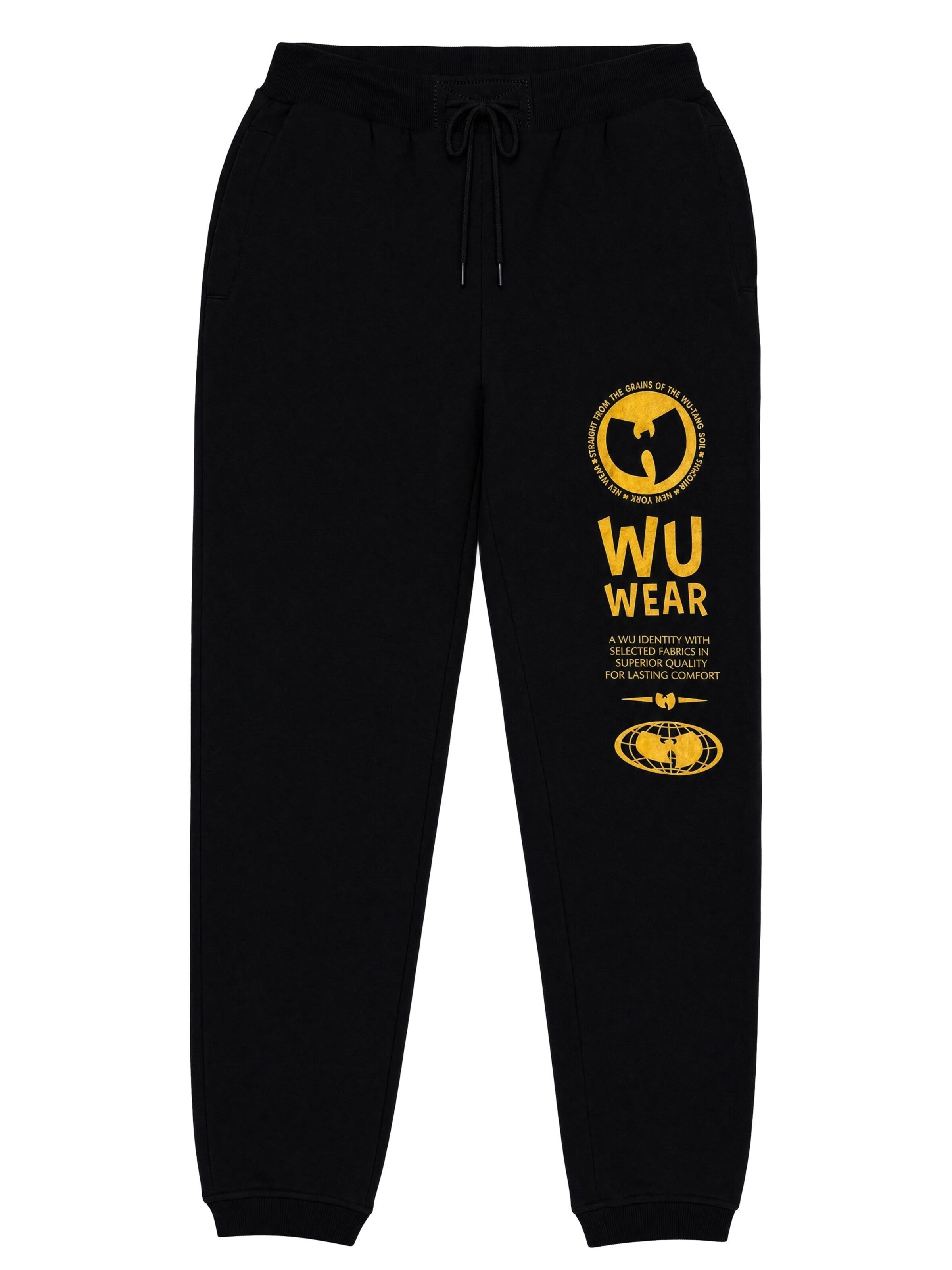 WU Wear Regular Workout Pants in Black: front