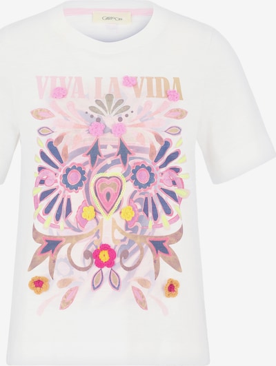 Cartoon Printshirt mit Rundhalsausschnitt in creme, Produktansicht