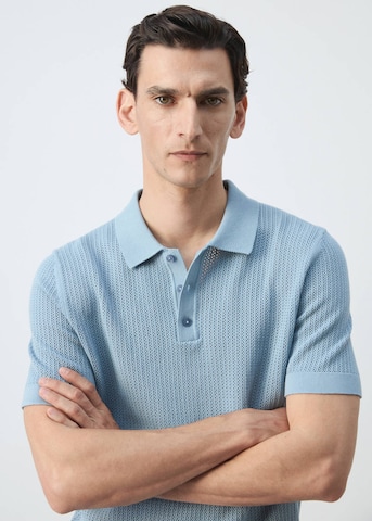 MANGO MAN Shirt 'Pointele' in Blue