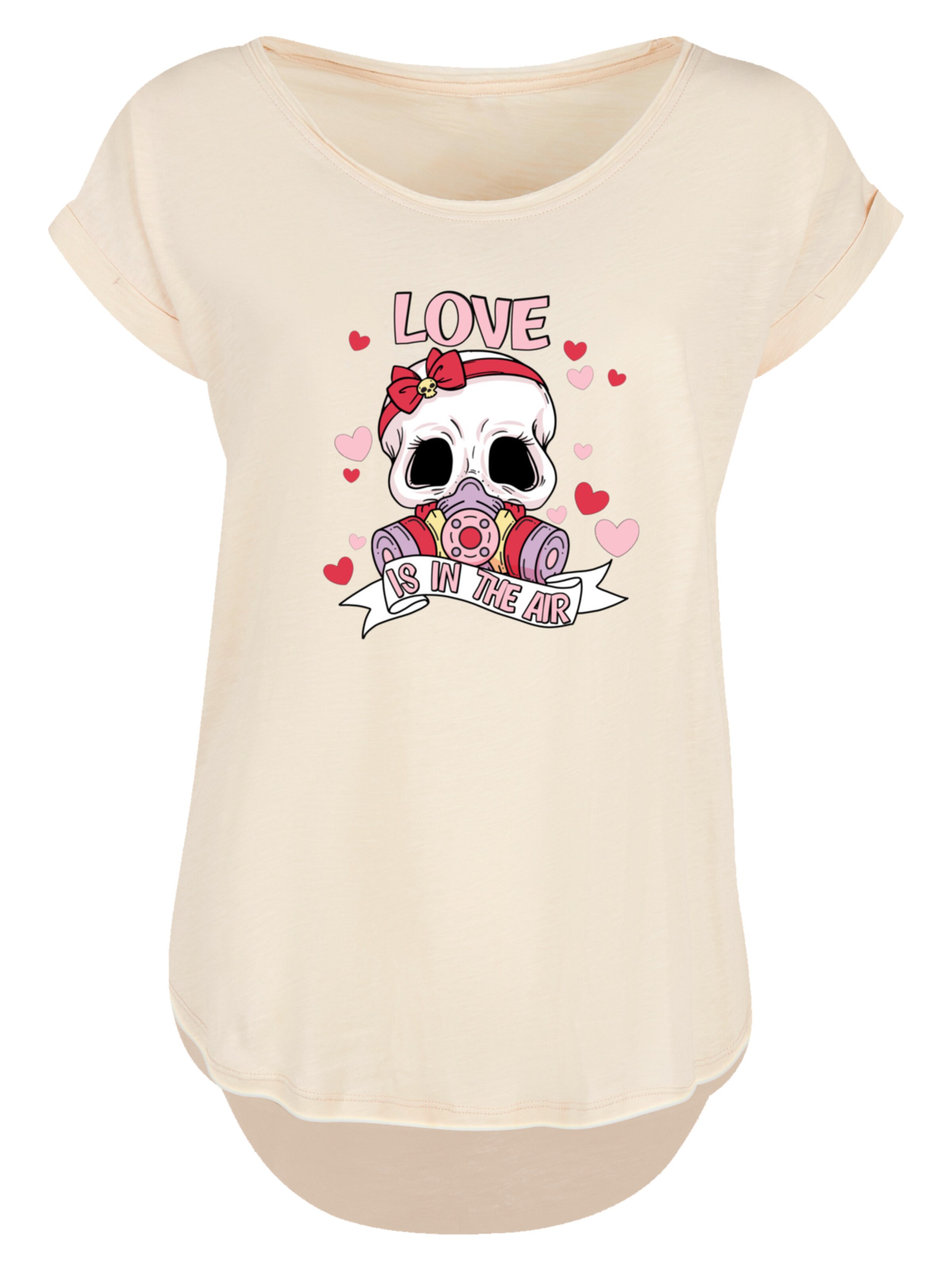 T-shirt 'Anti Valentinstag LOVE is in the air' F4NT4STIC en beige : devant