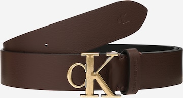 Calvin Klein Jeans Bælte 'ROUNDED MONO PLAQUE BELT 35MM' i brun: forside