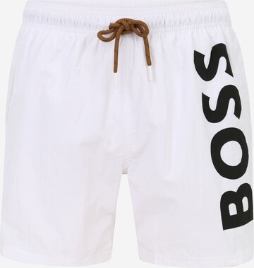 BOSS Badshorts 'Octopus' i vit: framsida