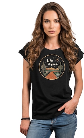 MAKAYA Shirt 'Life is good' in Black: front