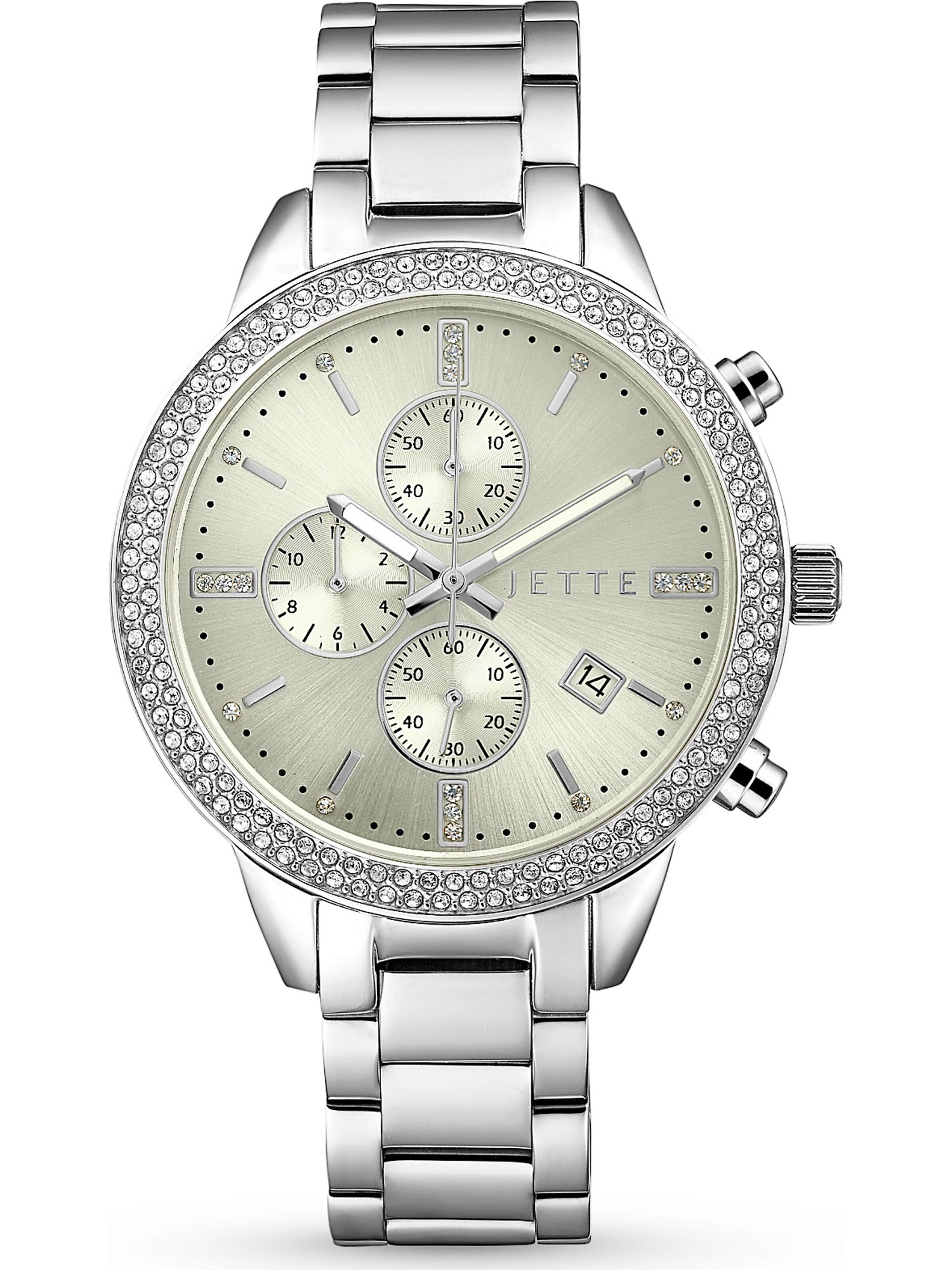 JETTE Analoguhr in Silber: Vorderseite