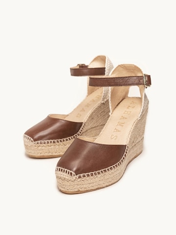 Alhamas - Zapatos destalonado 'Alpargata Cuña 10 cm' en marrón