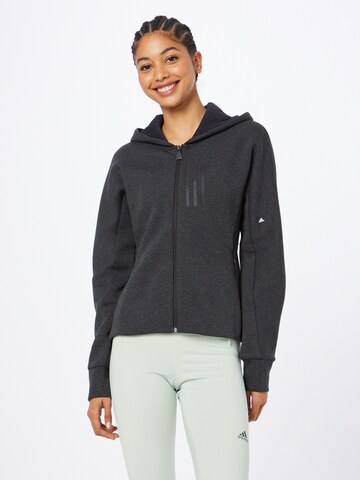 ADIDAS SPORTSWEAR Athletic Zip-Up Hoodie 'Mission Victory  Fit ' in Black: front