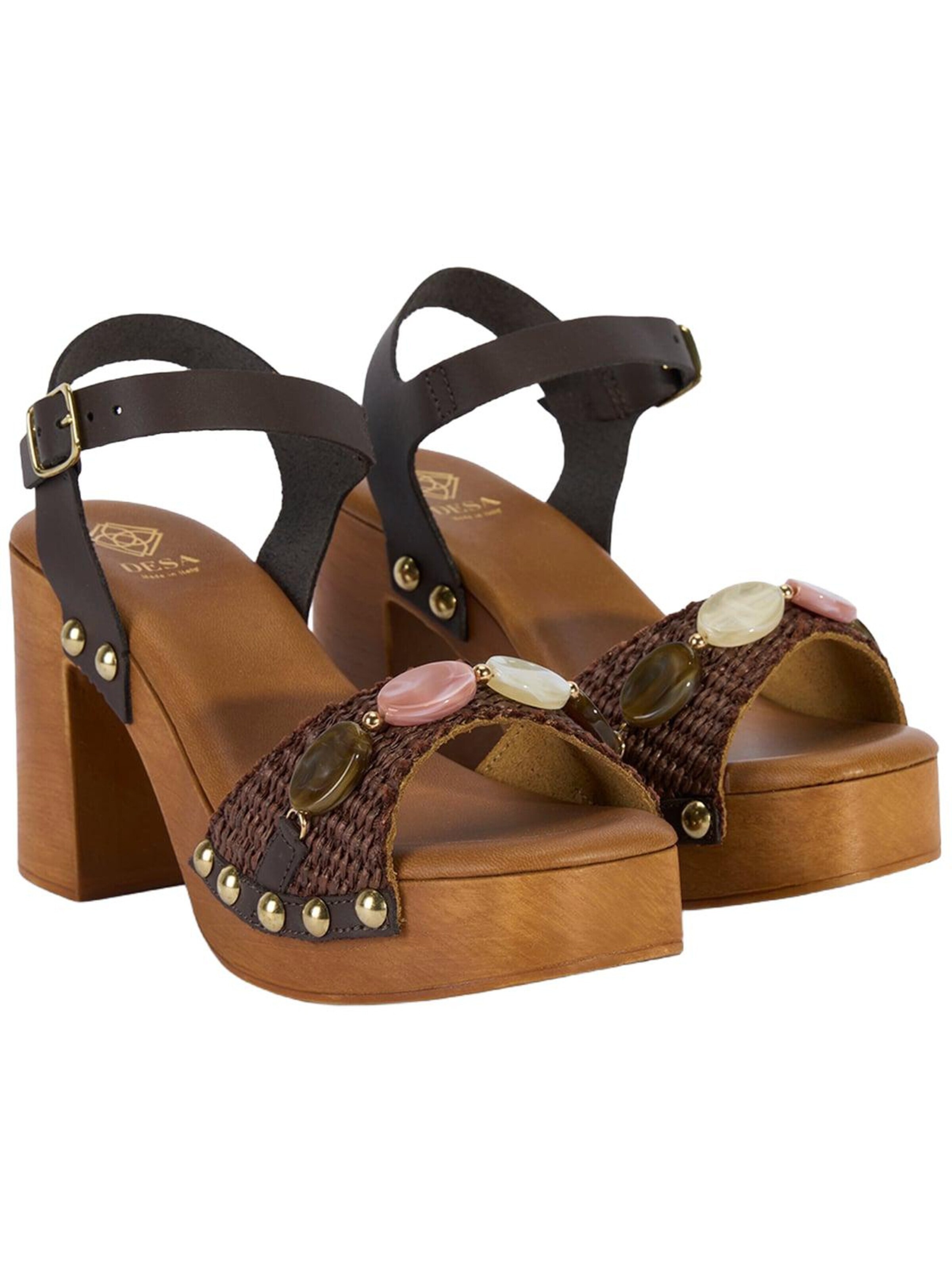 Desa Sandaal 'Plateau-Sandalen' in Bruin: voorkant
