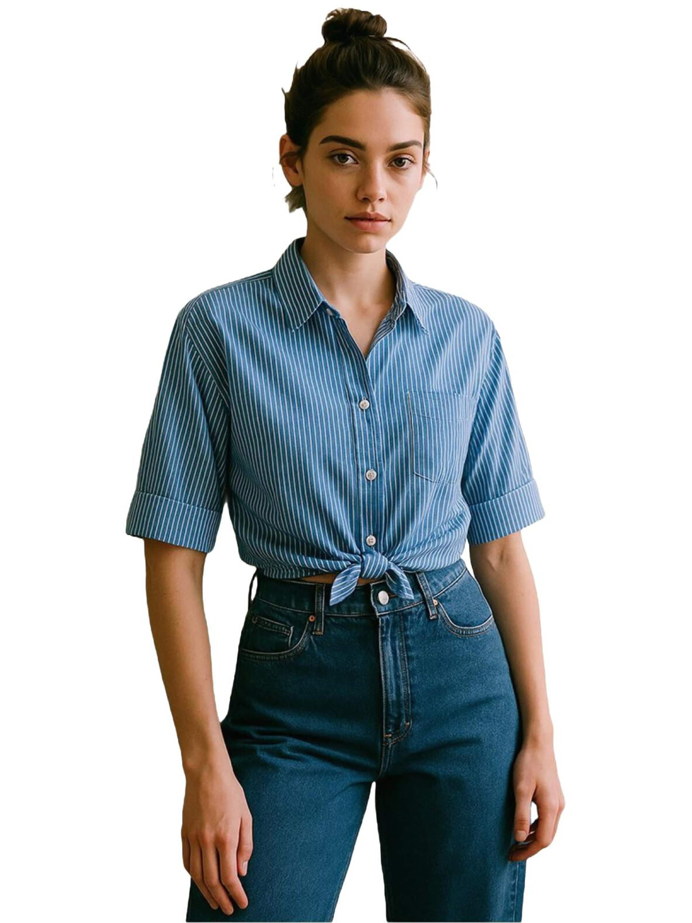 Maglietta 'Cropped Striped Shirt' di LTB Jeans in blu