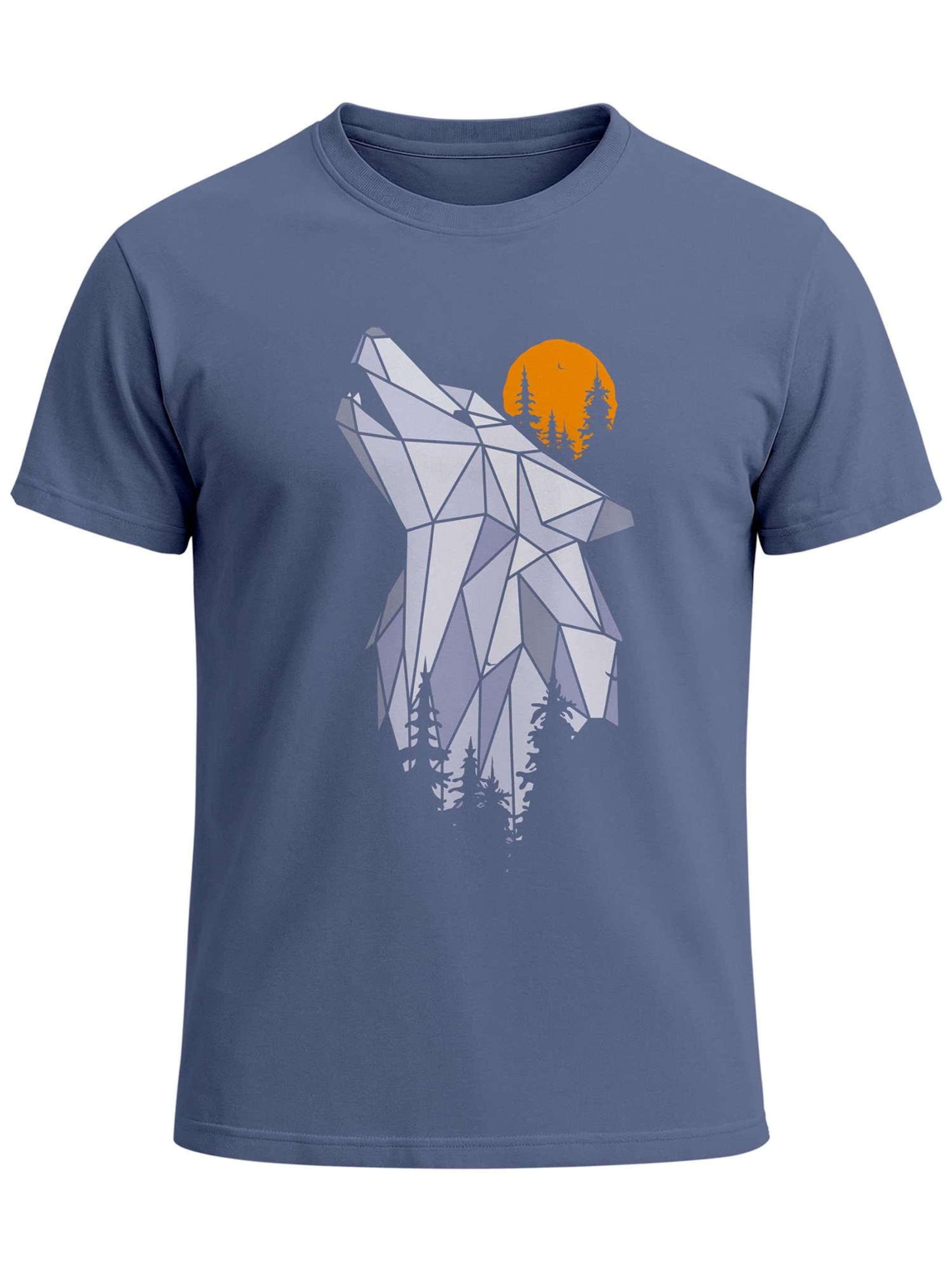 Neverless Shirt 'Polygon Wolf' in Blue: front