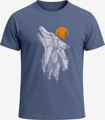 Neverless Shirt 'Polygon Wolf' in Blue: front