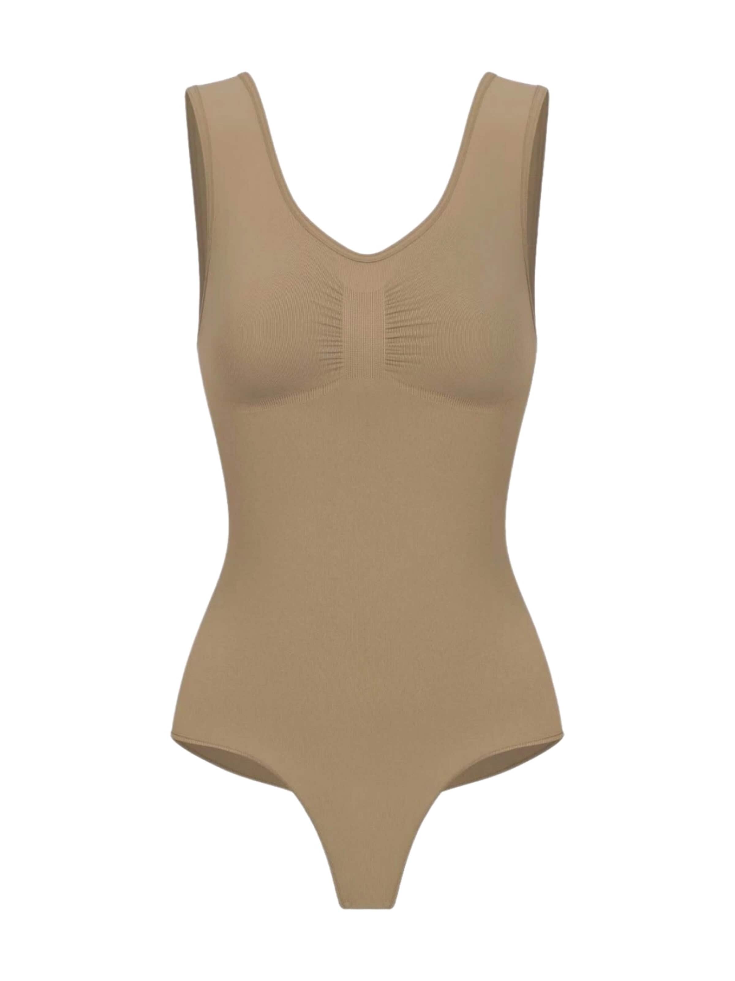 cfab - Body moldeador 'Tank Bodysuit Sculpting Shapewear mit String' en marrón: frente