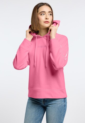 Frieda & Freddies NY Kapuzenstrickpullover Hoodie in Pink: Vorderseite