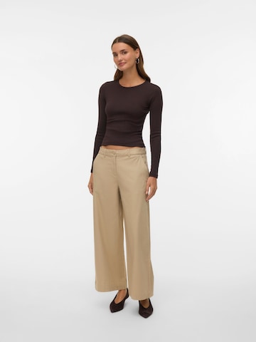 VERO MODA Wide Leg Hose 'AWVana' in Braun