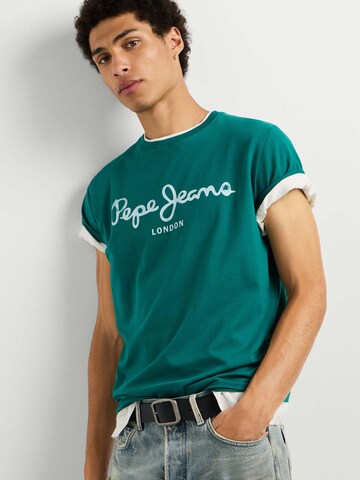 T-Shirt Pepe Jeans en vert : devant