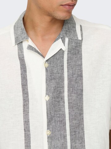 Only & Sons Regular fit Button Up Shirt 'Caiden' in White