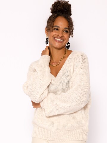 SASSYCLASSY Oversized sweater in Beige: front