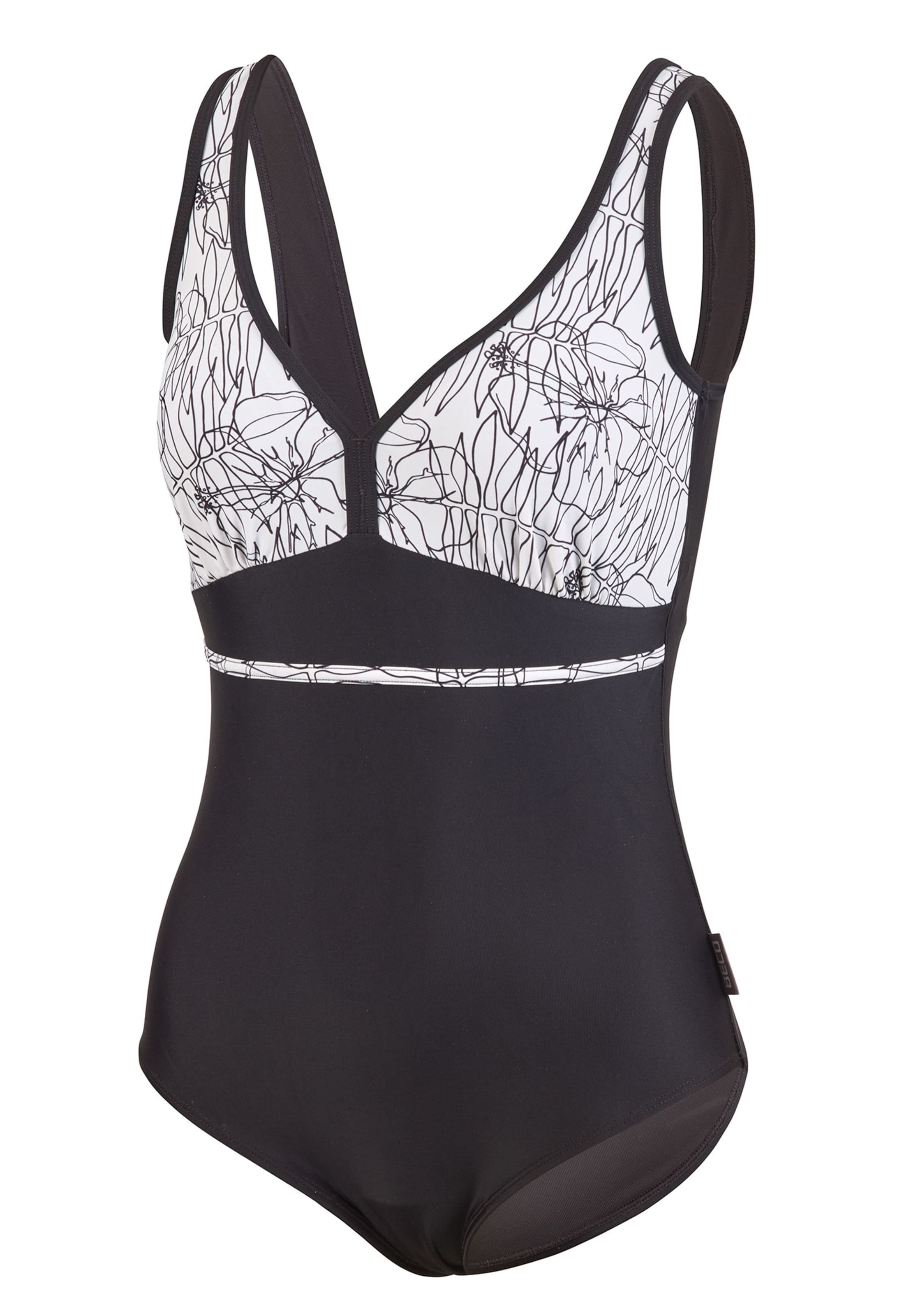 BECO the world of aquasports Badpak 'Flower Lines' in Zwart