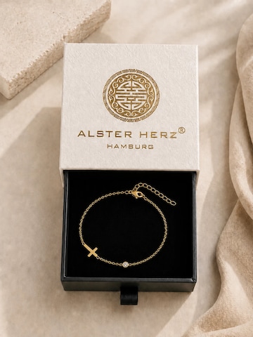 Bracelet 'Kreuz Armband Damen | Edelstahl vergoldet' Alster Herz en or