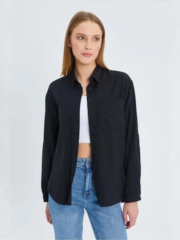 MixRay Bluse in Schwarz: Vorderseite