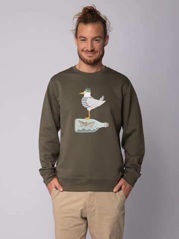 Watapparel Sweatshirt ' Möwe mit Hut ' in Groen: voorkant