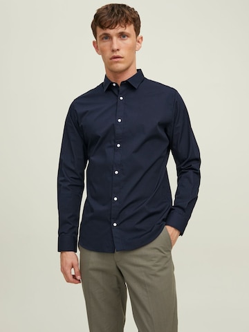 mėlyna JACK & JONES Priglundantis modelis Marškiniai 'JJJOE': priekis