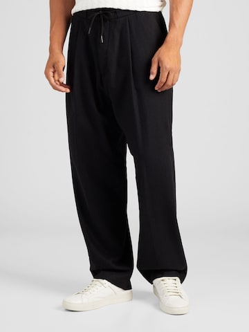 Loosefit Pantalon à pince TOPMAN en noir : devant