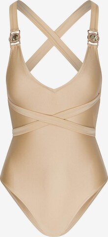 Moda Minx Triangle Swimsuit 'Amour' in Beige: front