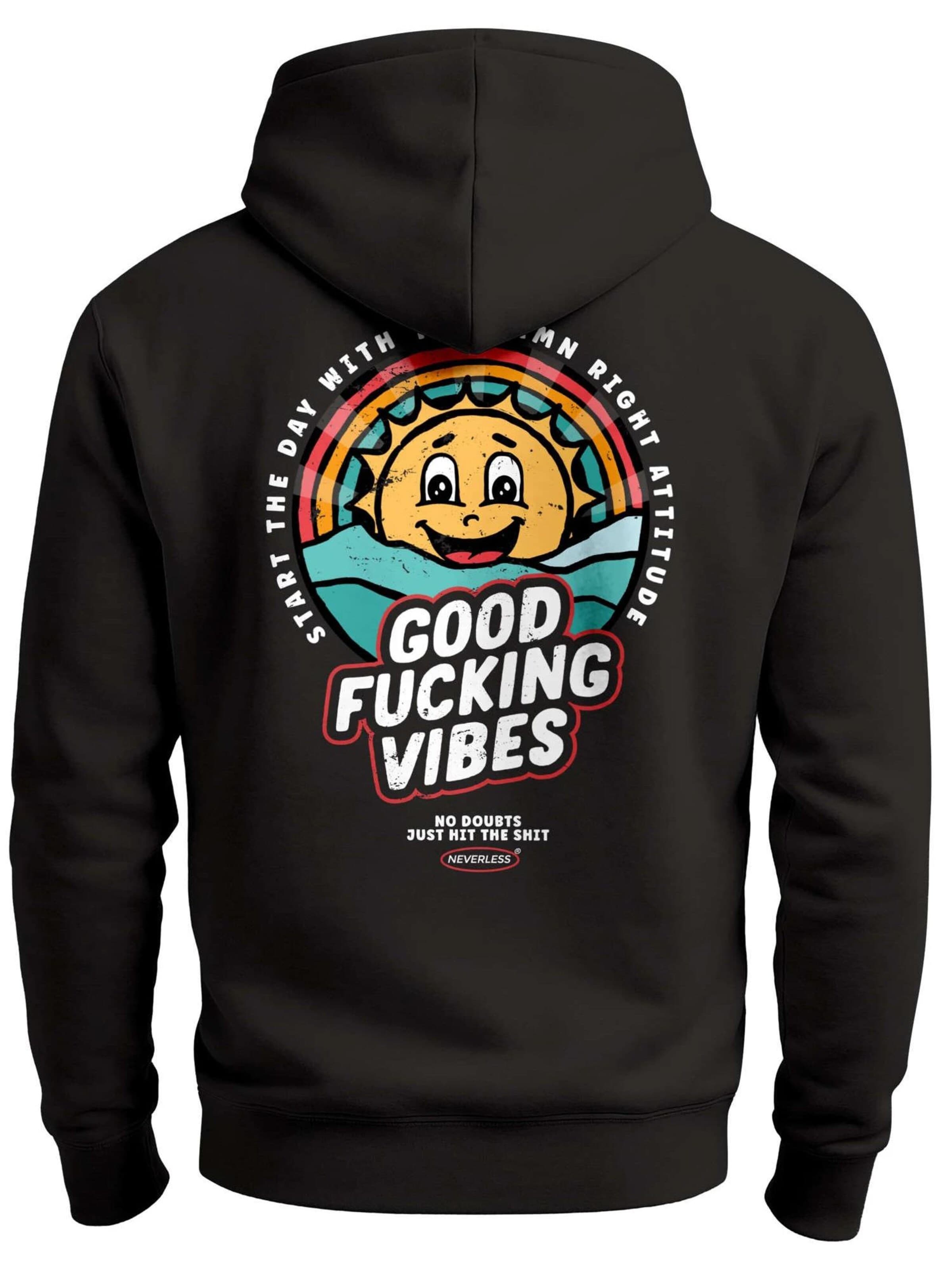 Neverless Sweatshirt 'Good Vibes'‌‌‌‌‌ in Schwarz: Vorderseite