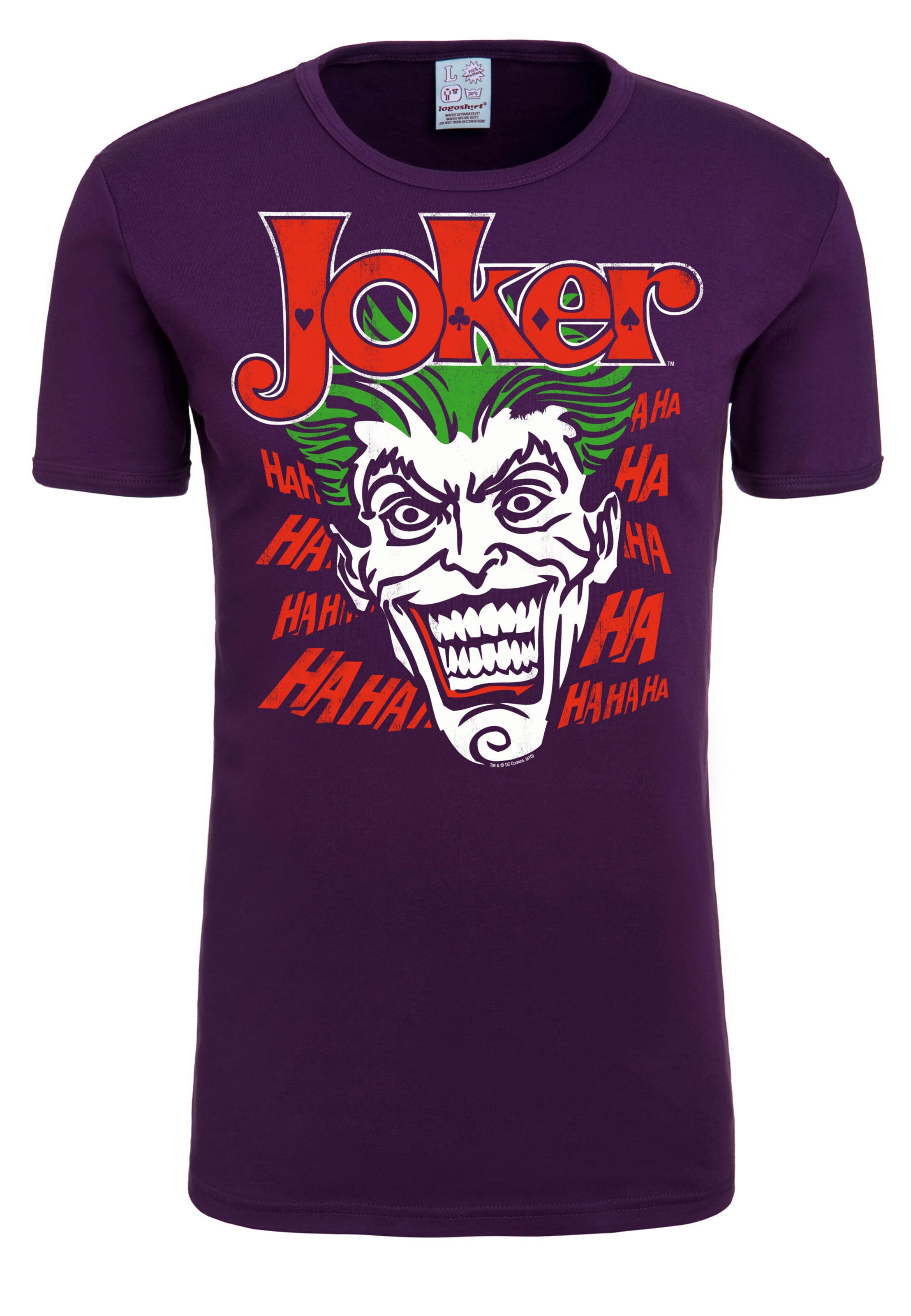 LOGOSHIRT T-Shirt 'Joker - Batman' in Lila: Vorderseite