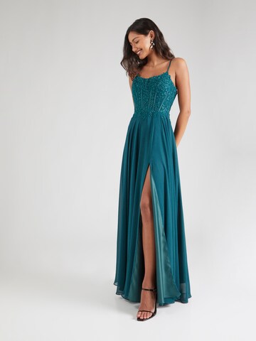 Robe de soirée mascara en bleu : devant