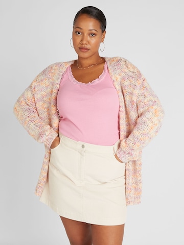 Vero Moda Curve - Casaco de malha 'RASPBERRY' em mistura de cores: frente