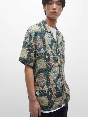 Pull&Bear Comfort fit Button Up Shirt in Green