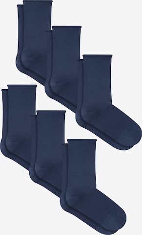 Albero Natur Socks 'Bio-Baumwoll-Socken mit Rollrand Unisex – 6er Pack' in Blue: front
