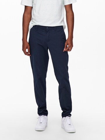 regular Pantaloni chino di Only & Sons in blu: frontale