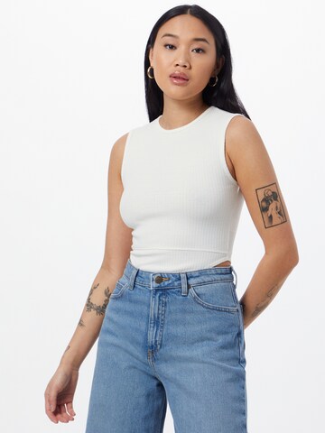 Public Desire Shirt Bodysuit in White: front