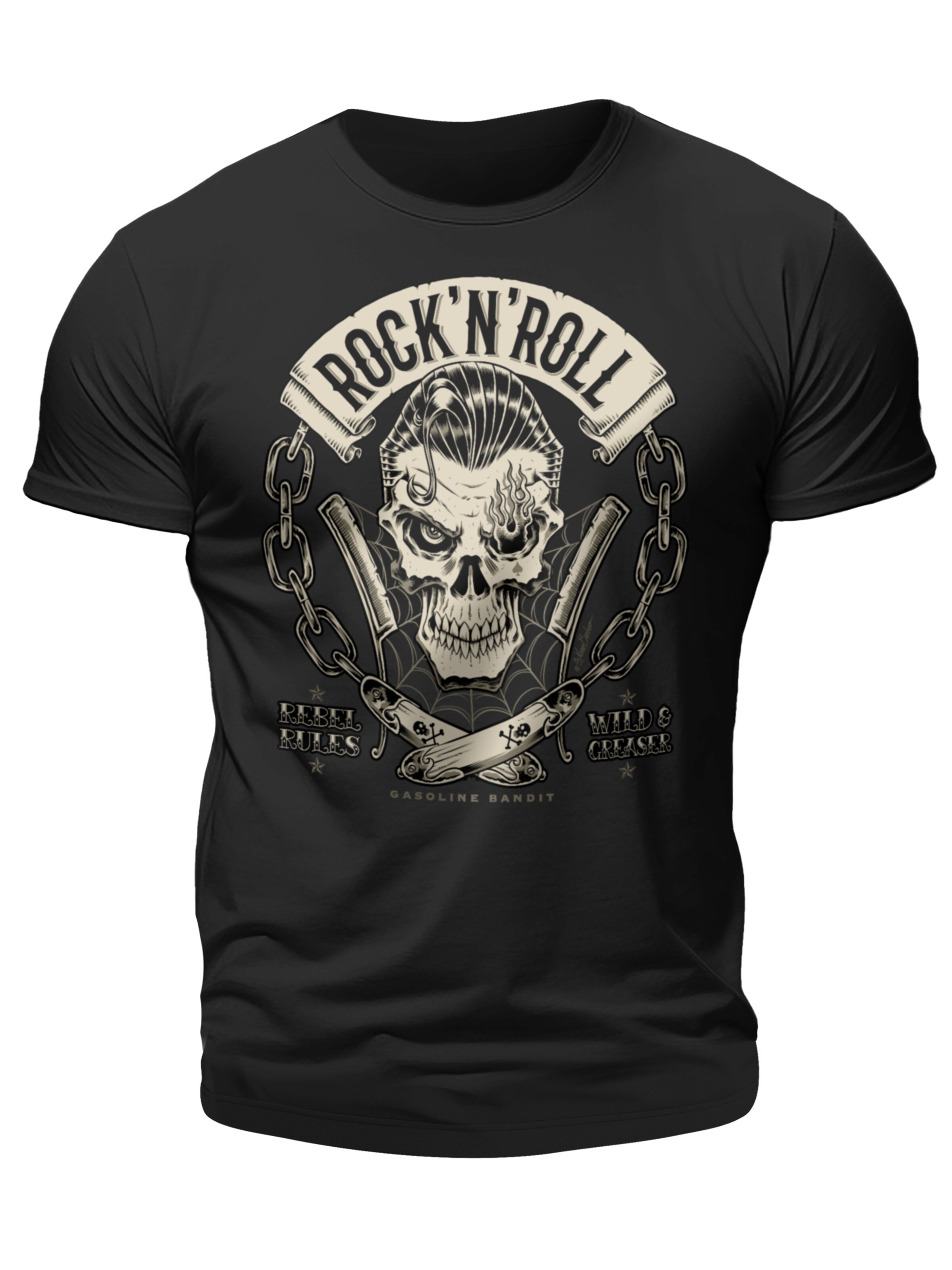 Gasoline Bandit Shirt 'Rebel Rules' in Black: front