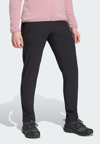 Coupe slim Pantalon outdoor 'Essentials' ADIDAS TERREX en noir : devant