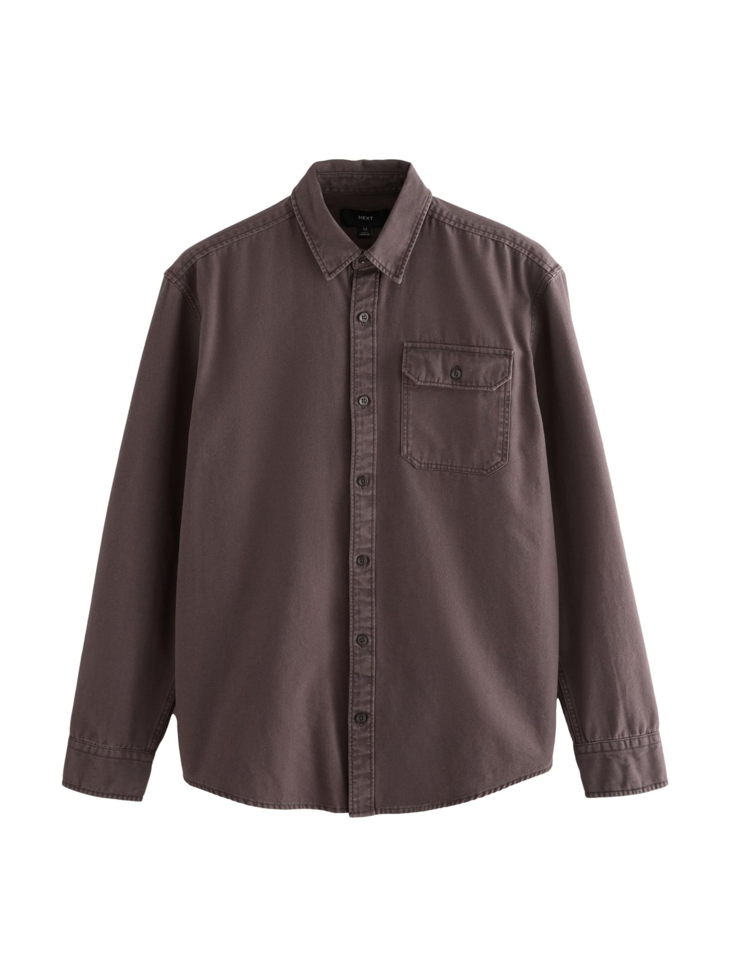 Next Regular fit Button Up Shirt in Brown: front