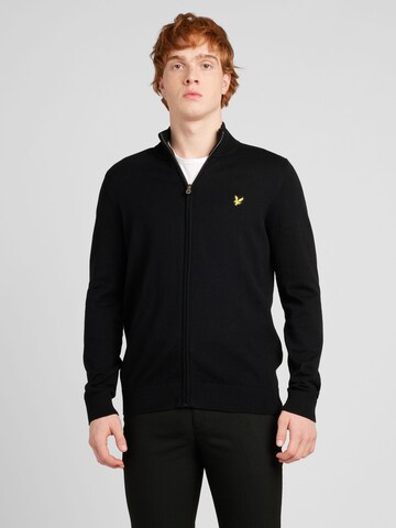 Lyle & Scott Плетена жилетка в черно: отпред