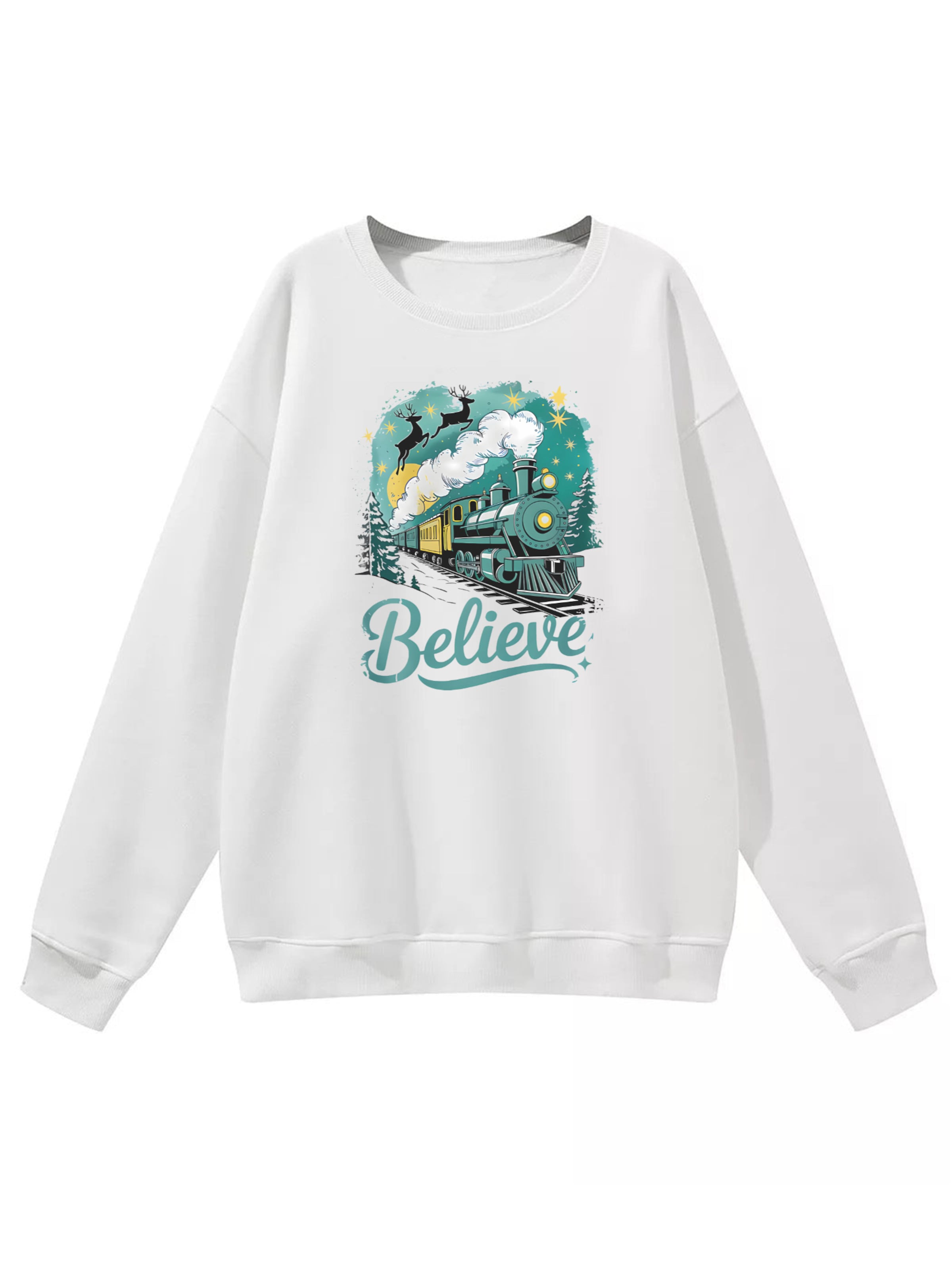 GORHEY - Jersey 'Women's Oversized Sweatshirt with Christmas Print, Warm Fleece Blend' en blanco