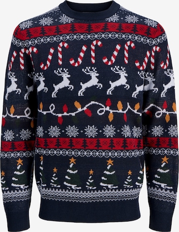 Jack & Jones Junior Sweater 'JJXMAS SANTA' in Blue: front