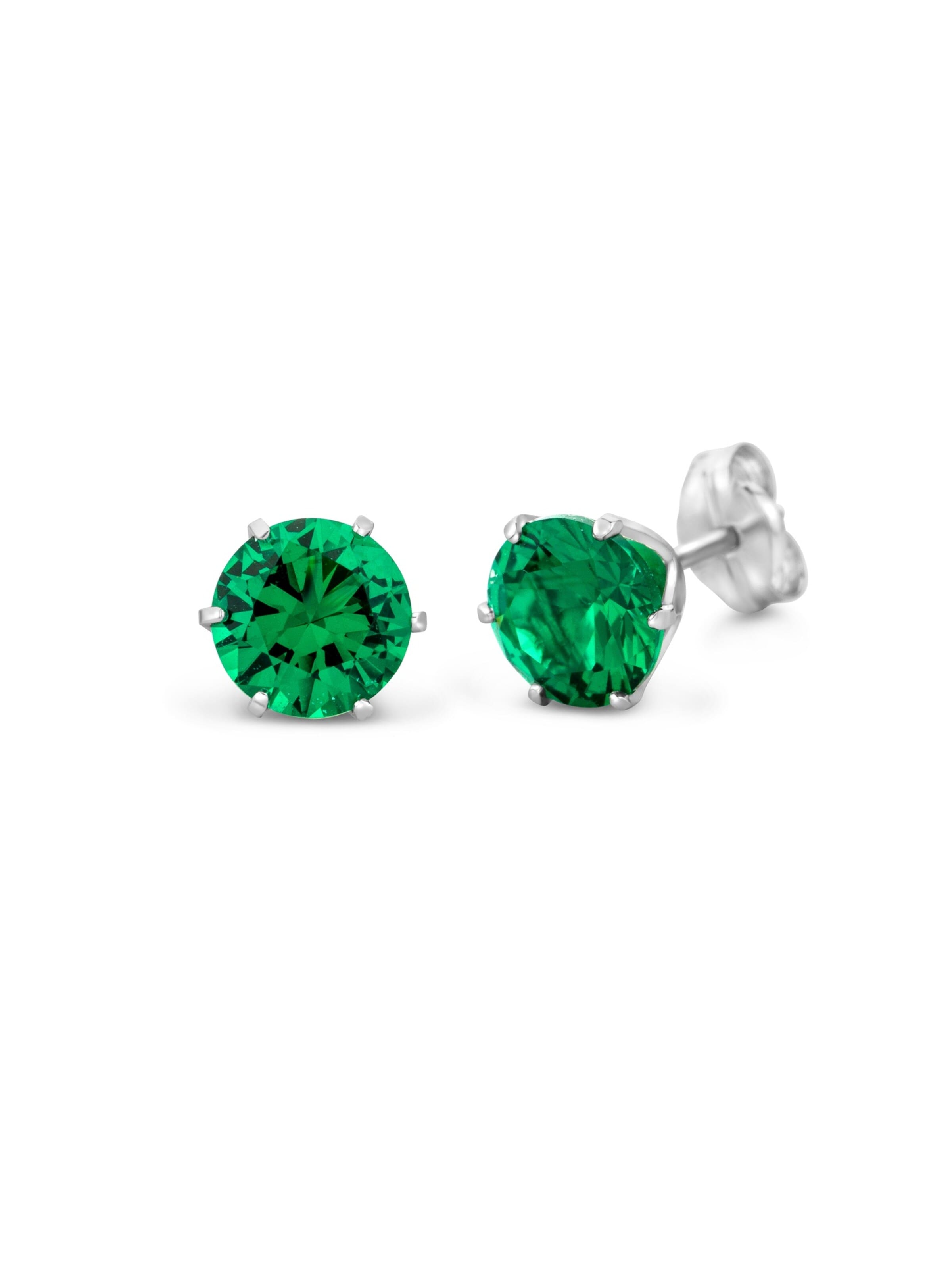 Boucles d'oreilles 'Ohrringe aus 375 Weißgold mit Smaragd' DIAMANT LETERNEL en argent