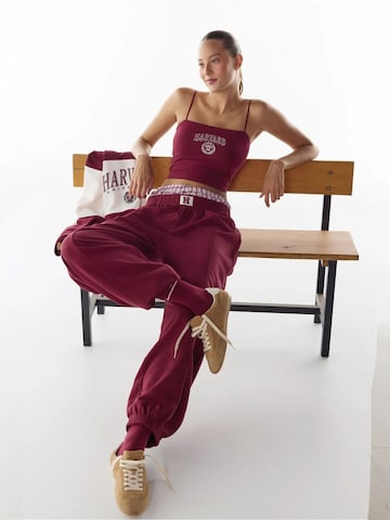 Penti Zwężany krój Spodnie sportowe 'Jogginghose' w kolorze czerwony: przód