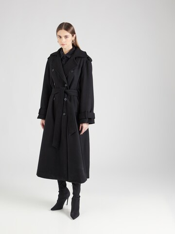 Gina Tricot Between-Seasons Coat in Black: front