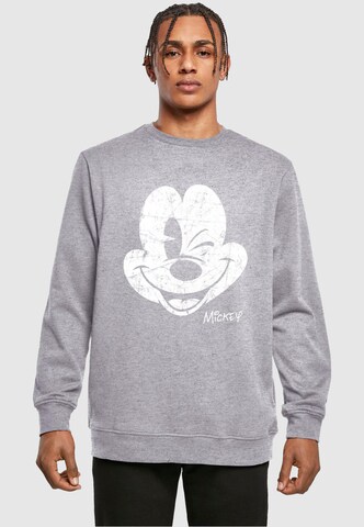 ABSOLUTE CULT Sweatshirt 'Mickey Mouse - Distressed Face' in Grey: front